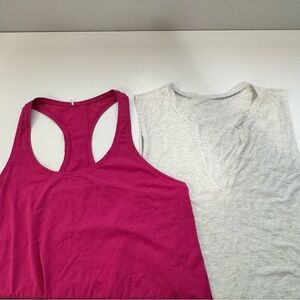 EUC Lot of 2 Lululemon Cotton Tanks Size 10 Pink & Gray